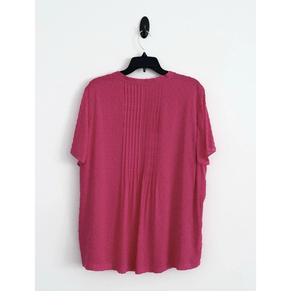 Soft Surroundings Women's 1X Pink Magenta Swiss Dot Pleat Offshore Rayon Top NWT - Picture 3 of 16